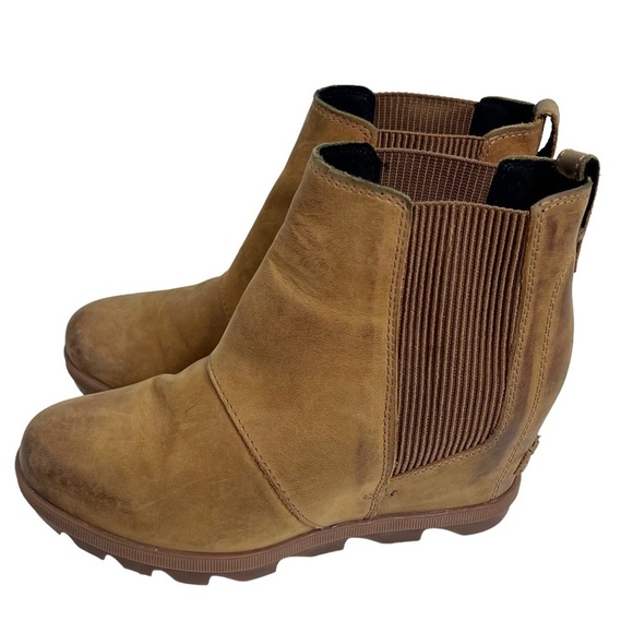 SOREL Joan Of Arctic Tan Leather Wedge II Bootie | 7.5 - Picture 3 of 12